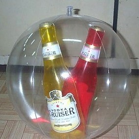 2-flavoured Bottles in transparent sphere 12" Dia